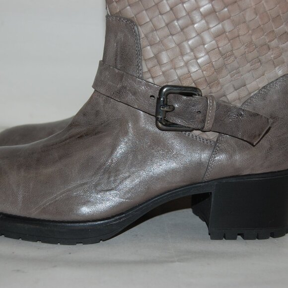 40/US9❤️Pons Quintana Gray Leather HEELS Buckle Mid Calf BOOTS Made in Spain - Picture 5 of 13